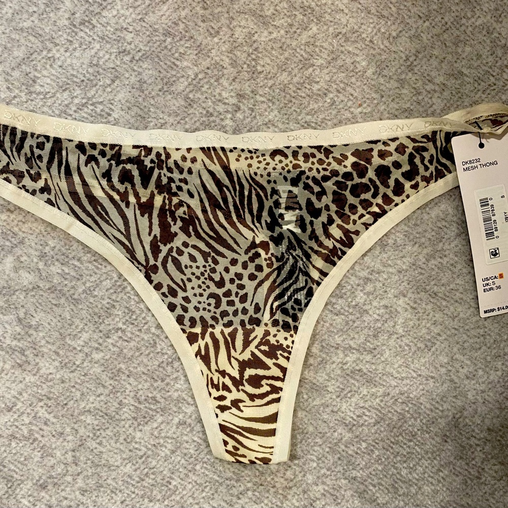 DKNY Mesh Animal Print Thong